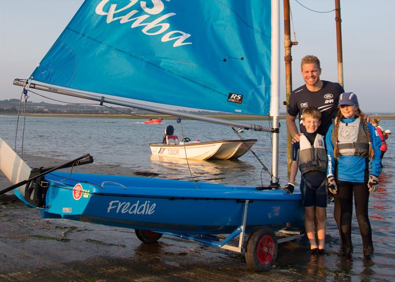 David 'Freddie' Carr names the new boats at Tudor Sailing Club - photo © Hannah Barnes