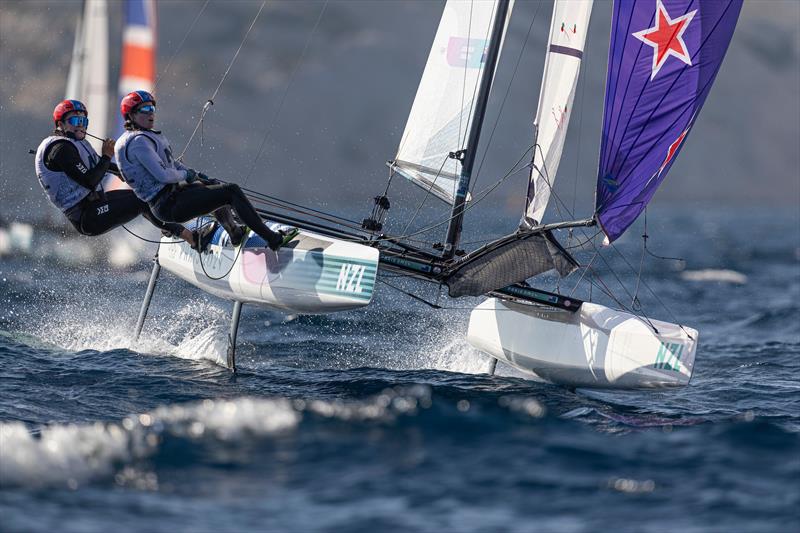 Micah Wilkinson & Erica Dawson NZL) in the Mixed Multihull on August 4 in Marseille at the Paris 2024 Olympic Regatta - photo © World Sailing / Lloyd Images