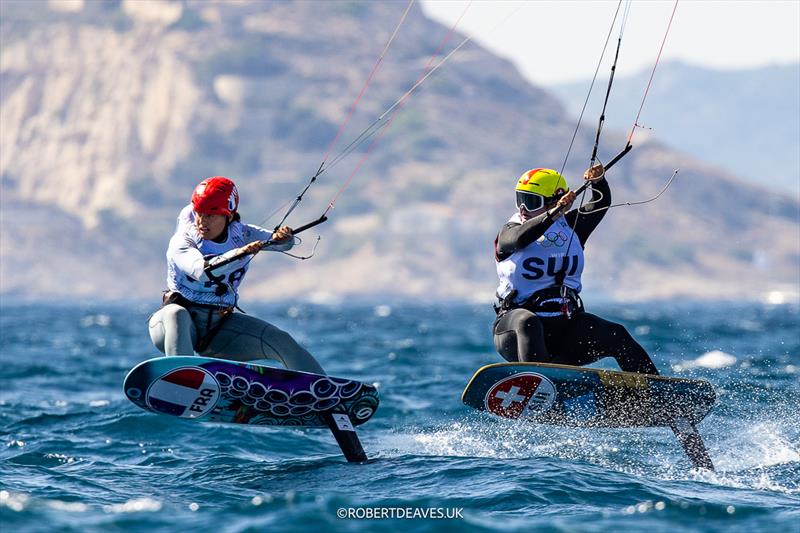 Elena Lengwiler (SUI) and Lauriane Nolot (FRA) Womens Kite - Paris2024 - Marseille - August 4, 2024 - photo © Robert Deaves