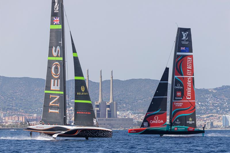 INEOS Team Britannia and Emirates Team New Zealand - AC75  - Barcelona - July 2024 - photo © Job Vermeulen / America's Cup