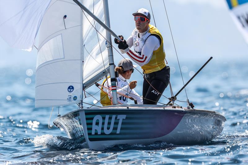 Lara Vadlau & Lukas Maehr (AUT) in the Mixed Dinghy at Paris2024 on August 6, 2024 in Marseille, France - photo © World Sailing / Lloyd Images