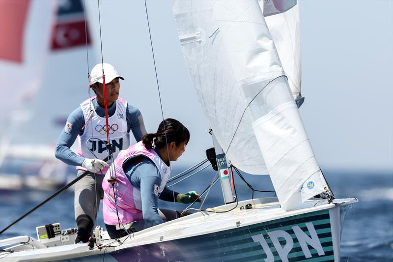 Keiju Okada & Miho Yoshioka (JPN) in the Mixed Dinghy at Paris2024 on August 6, 2024 in Marseille, France - photo © World Sailing / Lloyd Images