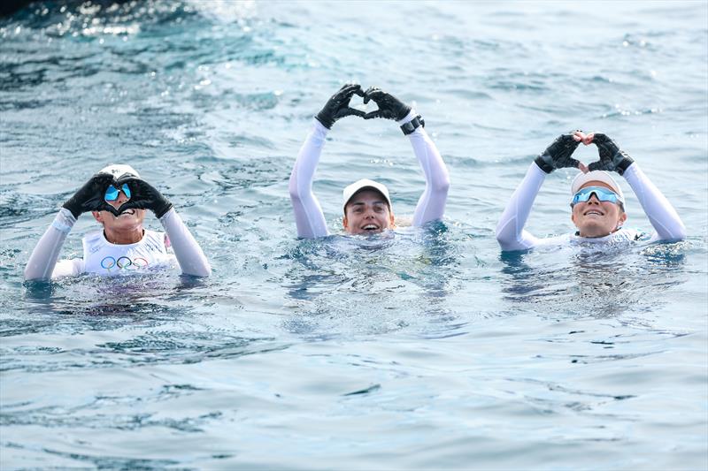 Top three in the Women's Dinghy in Marseille at the Paris 2024 Olympic Regatta - photo © World Sailing / Lloyd Images