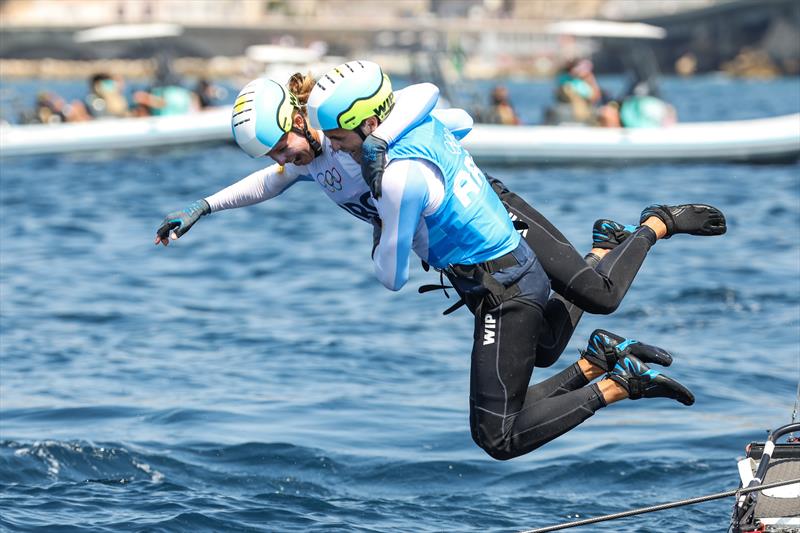 Silver for Mateo Majdalani and Eugenia Bosco (ARG) in the Mixed Multihull at Paris2024 on August 8, 2024 in Marseille, France - photo © World Sailing / Lloyd Images