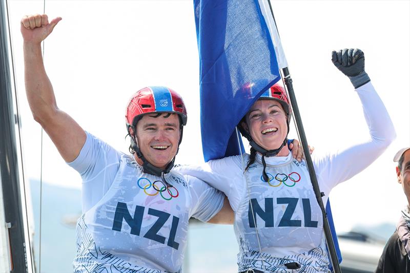 Bronze for Micah Wilkinson and Erica Dawson (NZL) in the Mixed Multihull at Paris2024 on August 8, 2024 in Marseille, France - photo © World Sailing / Lloyd Images