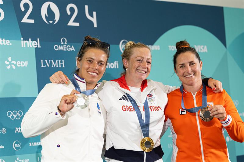 Women's Kite podium at the Paris 2024 Olympics - photo © World Sailing / Lloyd Images