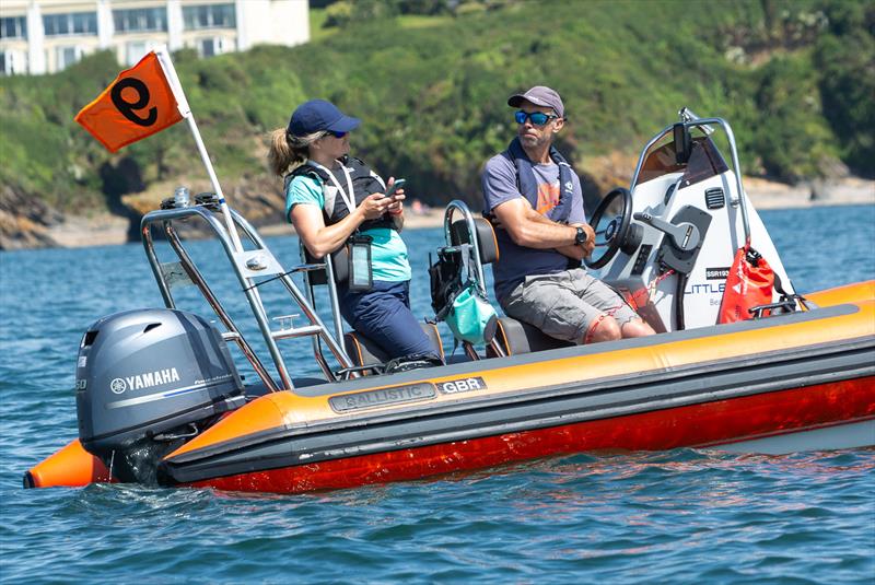 Alan and Helen Krayling in a RIB - ABP Cadet class World Championship in Plymouth - photo © Paul Gibbins Photography