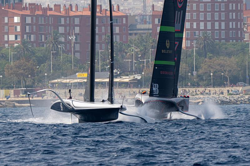 American Magic and INEOS Britannia -  AC75  - Louis Vuitton Preliminary Event - Day 1 - Barcelona - August 22, 2024 - photo © Ian Roman / America's Cup