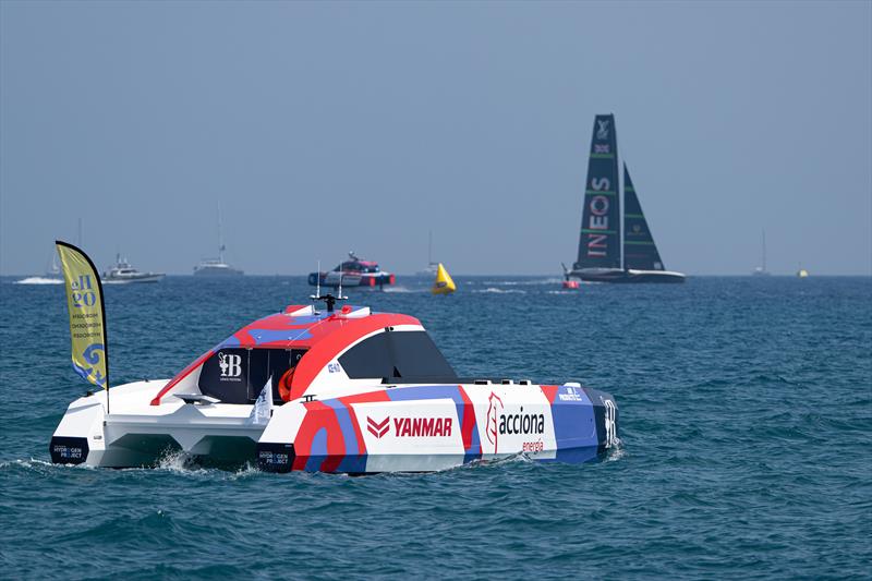 Hydrogen chase boat and Orient Express Racing- AC75  - Louis Vuitton Preliminary Event - Day 2 - Barcelona - August 23, 2024 - photo © Ricardo Pinto / America's Cup