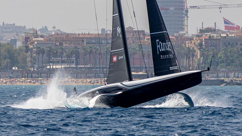 American Magic has a rudder ram issue before the start- Race Day 3 - Louis Vuitton Preliminary Regatta - Barcelona - August 24, 2024 - photo © Ian Roman / America's Cup