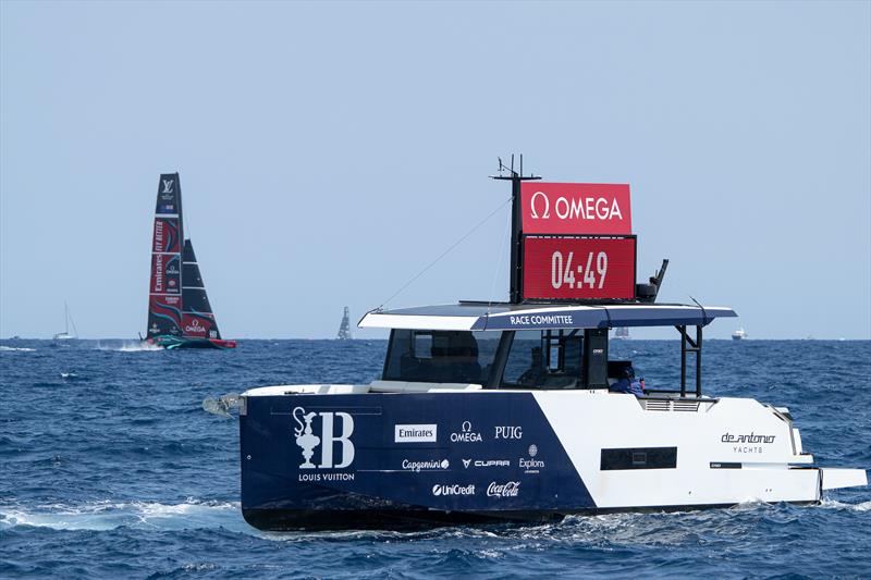 Committee Boat - Race Day 4 - Final - Louis Vuitton Preliminary Regatta - Barcelona - August 25, 2024 - photo © Ricardo Pinto / America's Cup