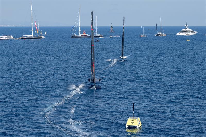 Orient Express leads Alinghi Red Bull Racing - Louis Vuitton Cup - Day 1 - Barcelona - August 29, 2024 - photo © Ricardo Pinto / America's Cup