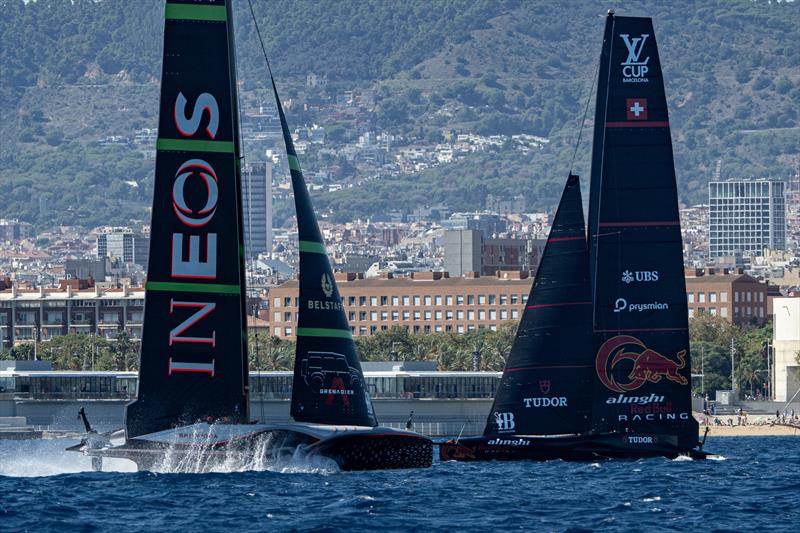 INEOS Britannia and Alinghi Red Bull Racing - Day 2 - Semi-Finals - Louis Vuitton Cup - Day 11 - September 15, 2024 - Barcelona - photo © Ricardo Pinto / America's Cup