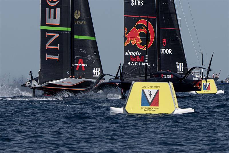 INEOS Britannia  and Alinghi Red Bull Racing (SUI) - Day 3 - Semi-Finals - Louis Vuitton Cup - Day 12 - September 16, 2024 - Barcelona - photo © Ian Roman / America's Cup