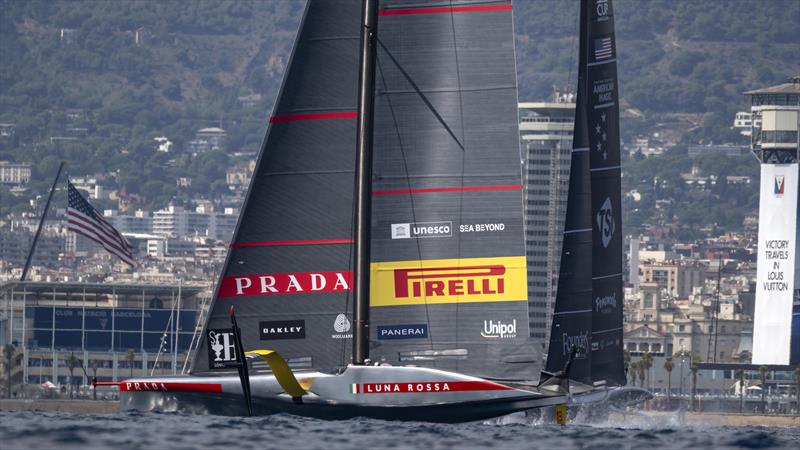 Luna Rossa Prada Pirelli vs. New York Yacht Club American Magic on Louis Vuitton Cup Semi-Finals Day 5 - 19th September 2024 photo copyright David Maynard / www.alleycatphotographer.com taken at  and featuring the AC75 class